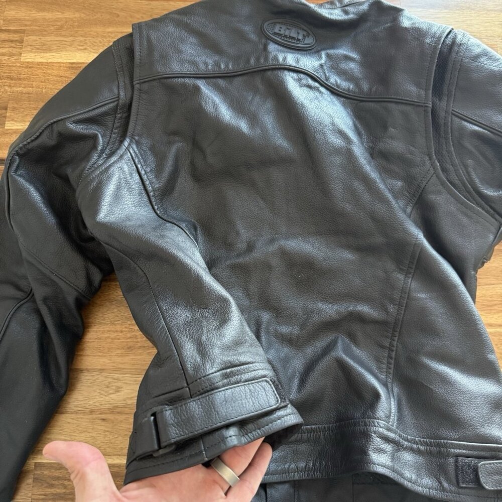 BILT Motorcycle Leather Jacket Women’s Size XL Black Armor Padded Biker READ! - Picture 12 of 16
